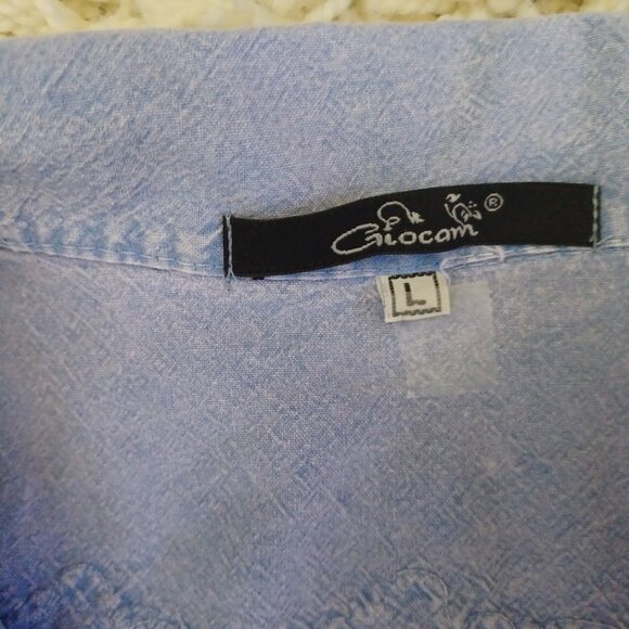 Giocam Women’s Large Denim Embroidered Jacket Boho Frayed Hem Blazer Cottagecore - Picture 2 of 10